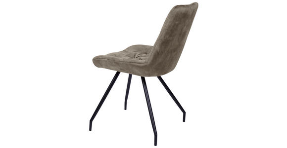 STUHL Samt Schwarz, Taupe - Taupe/Schwarz, Design, Textil/Metall (51/88/66cm) - Novel