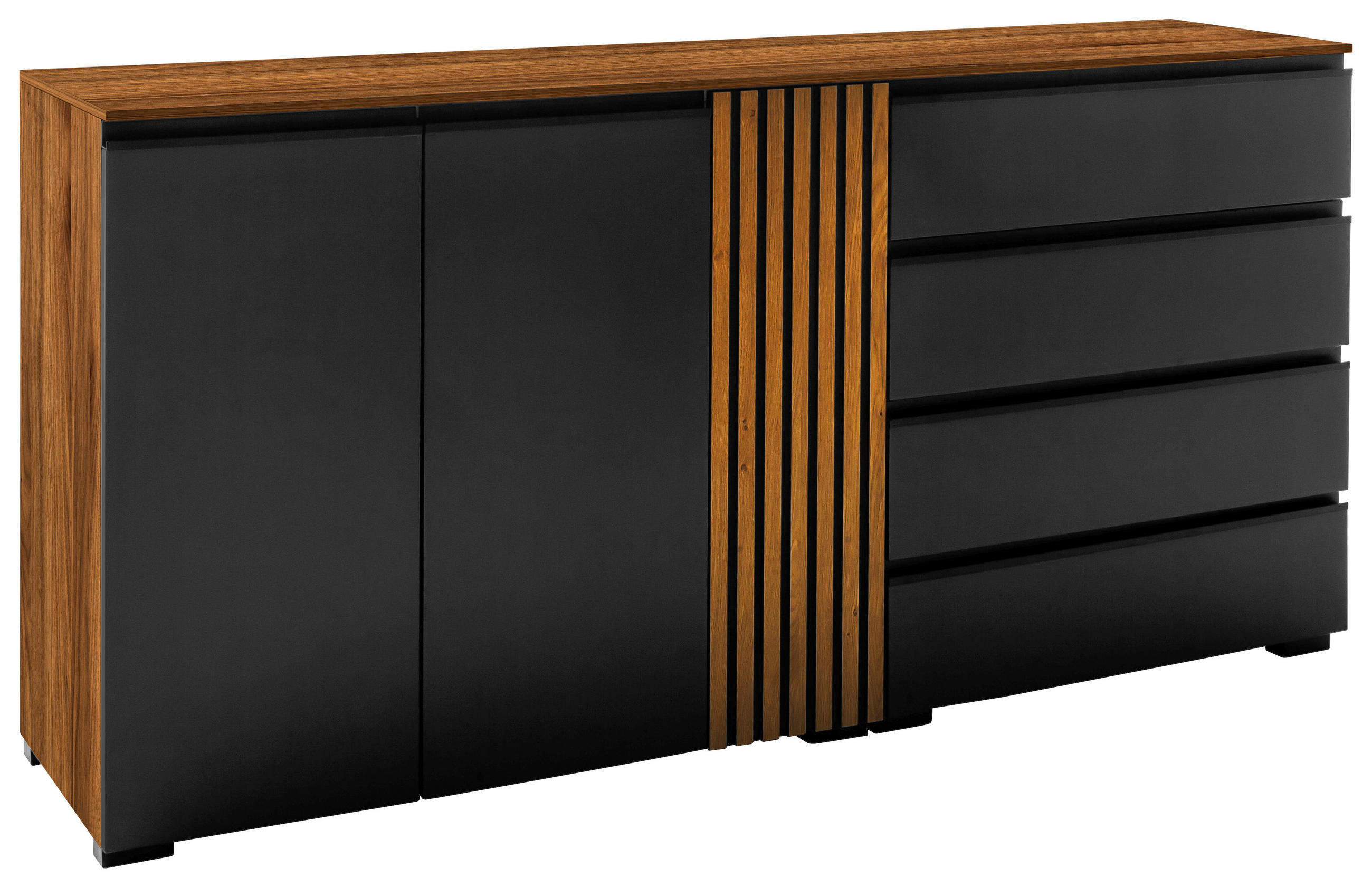 SIDEBOARD Anthrazit, Nussbaumfarben  187/92/45 cm  - Anthrazit/Nussbaumfarben, Design, Holz/Holzwerkstoff (187/92/45cm) - Moderano