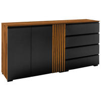 SIDEBOARD Anthrazit, Nussbaumfarben  187/92/45 cm  - Anthrazit/Nussbaumfarben, Design, Holz/Holzwerkstoff (187/92/45cm) - Moderano
