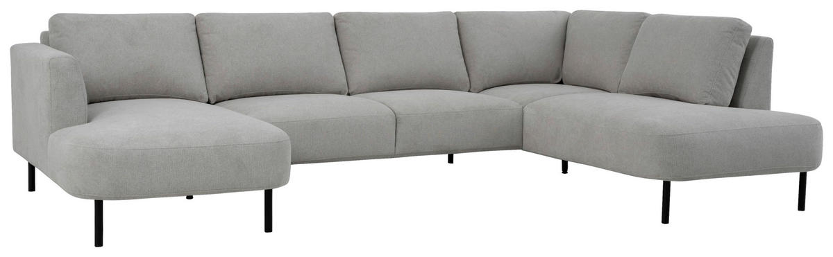 SOFFA i chenille greige  - greige/svart, Klassisk, metall/trä (327/206cm) - Best Price