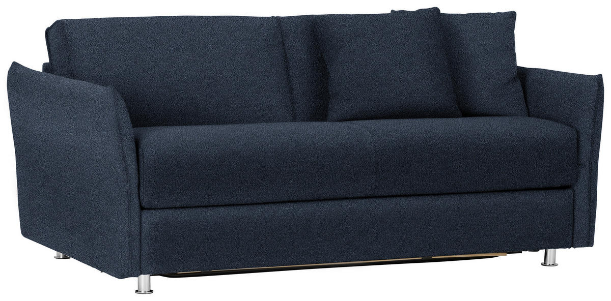 SCHLAFSOFA in Textil Dunkelblau  - Chromfarben/Dunkelblau, Modern, Textil/Metall (194/85/100cm) - Bali
