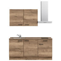 KÜCHENLEERBLOCK 180 cm   in Eiche dunkel  - Eiche dunkel/Schwarz, MODERN, Holzwerkstoff/Metall (180cm) - Nobilia