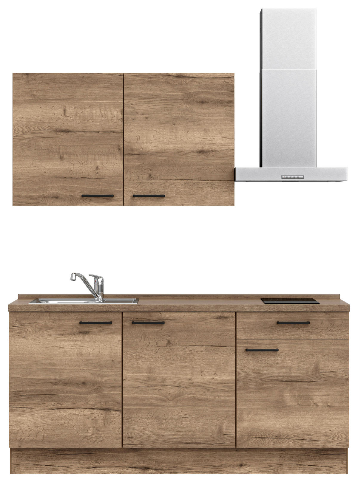 KÜCHENLEERBLOCK 180 cm   in Eiche dunkel  - Eiche dunkel/Schwarz, MODERN, Holzwerkstoff/Metall (180cm) - Nobilia