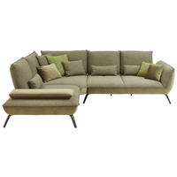 ECKSOFA Olivgrün Flachgewebe  - Schwarz/Olivgrün, Design, Textil/Metall (250/310cm) - Moderano