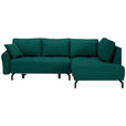 ECKSOFA in Samt Grün  - Schwarz/Grün, Design, Textil/Metall (250/191cm) - Carryhome