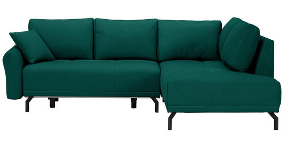 ECKSOFA in Samt Grün  - Schwarz/Grün, Design, Textil/Metall (250/191cm) - Carryhome