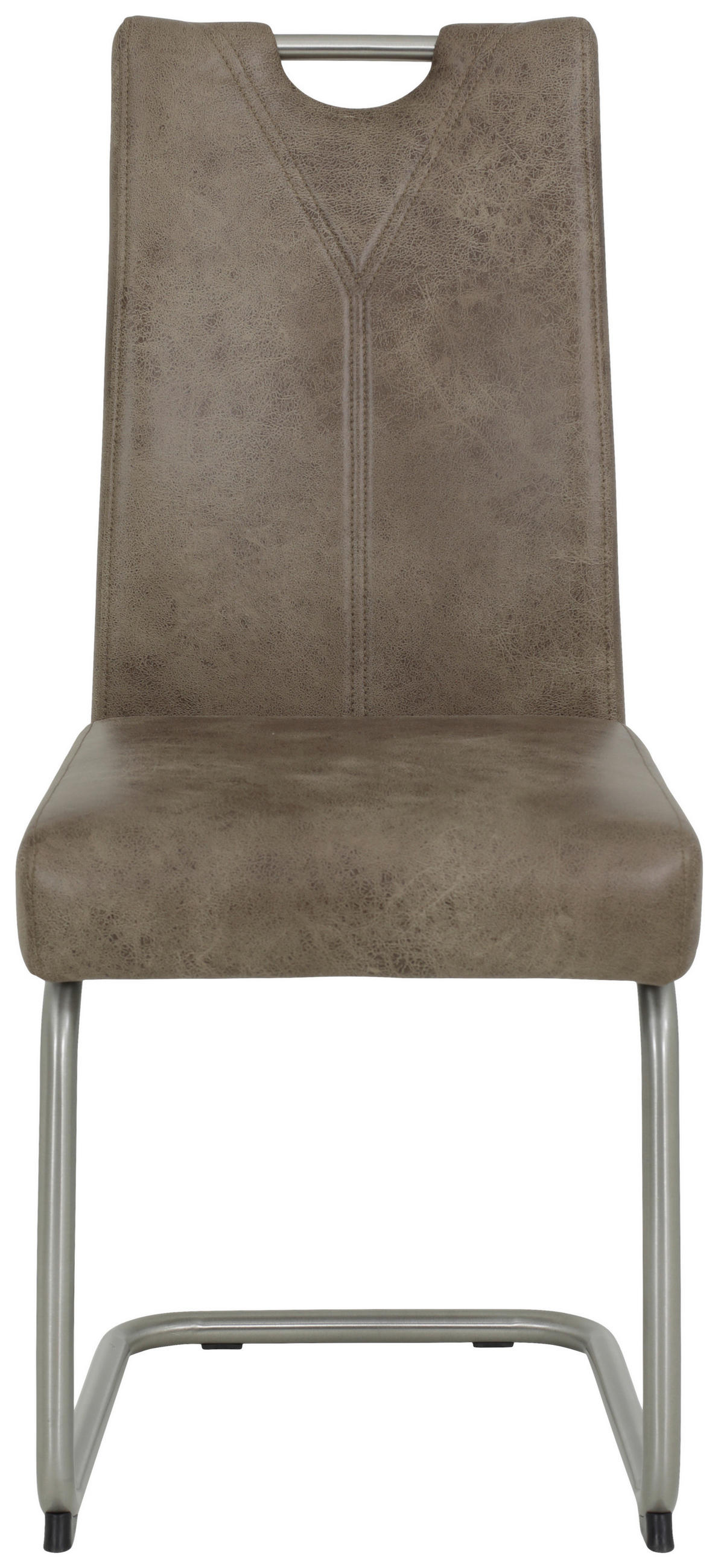 SCHWINGSTUHL-SET 4 Stück  in Edelstahl Mikrofaser  - Schlammfarben/Edelstahlfarben, MODERN, Textil/Metall (43/99/58cm) - MID.YOU