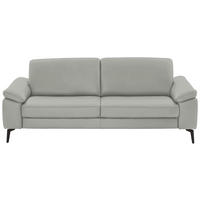 3-SITZER-SOFA Echtleder Hellgrau  - Hellgrau/Schwarz, Design, Leder/Metall (224/88/100cm) - Valdera