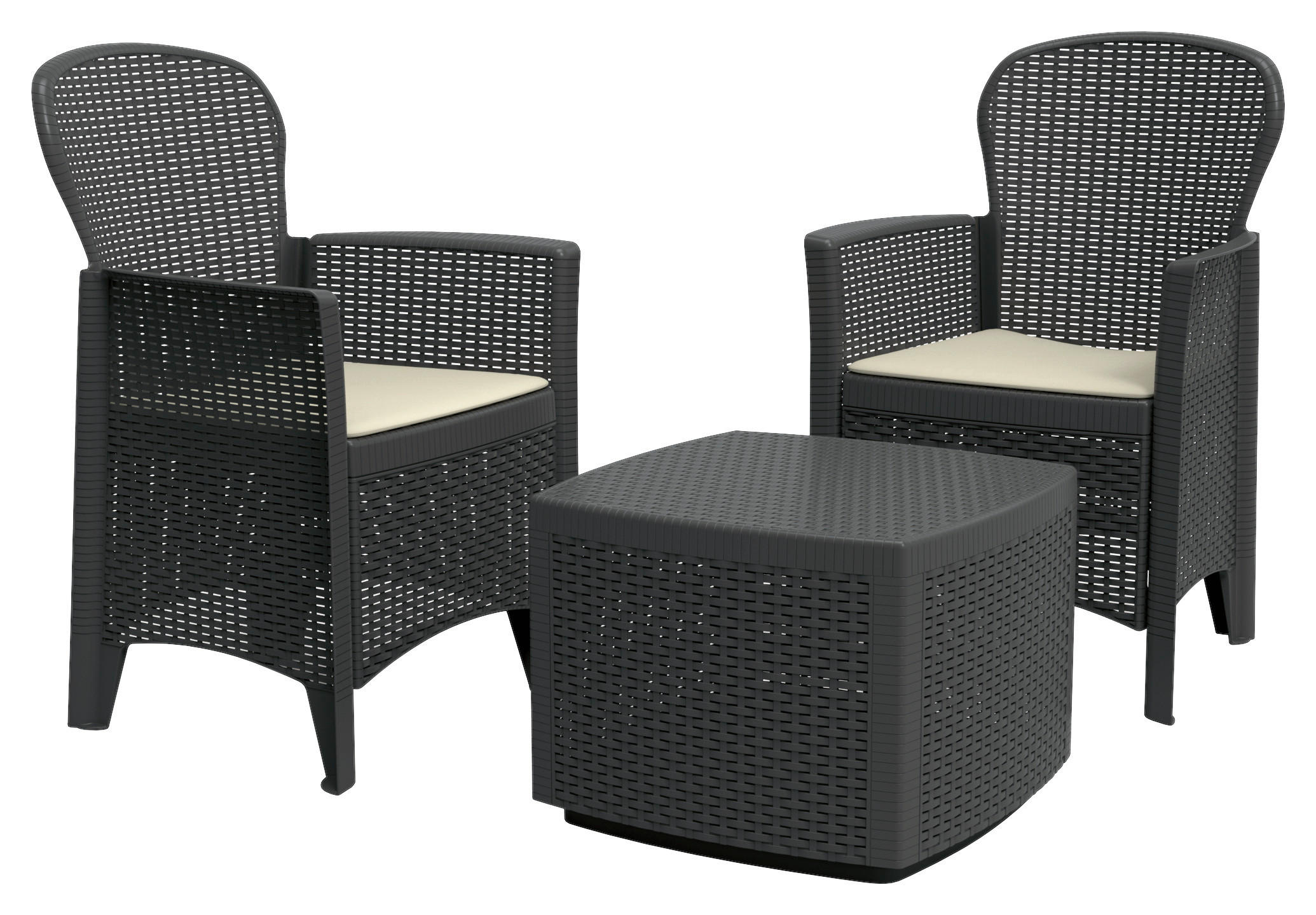 GARTENSET  - Anthrazit/Hellgrau, KONVENTIONELL, Kunststoff/Textil