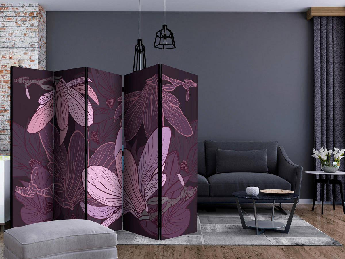 SKÄRMVÄGG  i trä, textil  bär, syrén, magenta  - bär/magenta, Basics, trä/textil (225/172/3cm) - artgeist