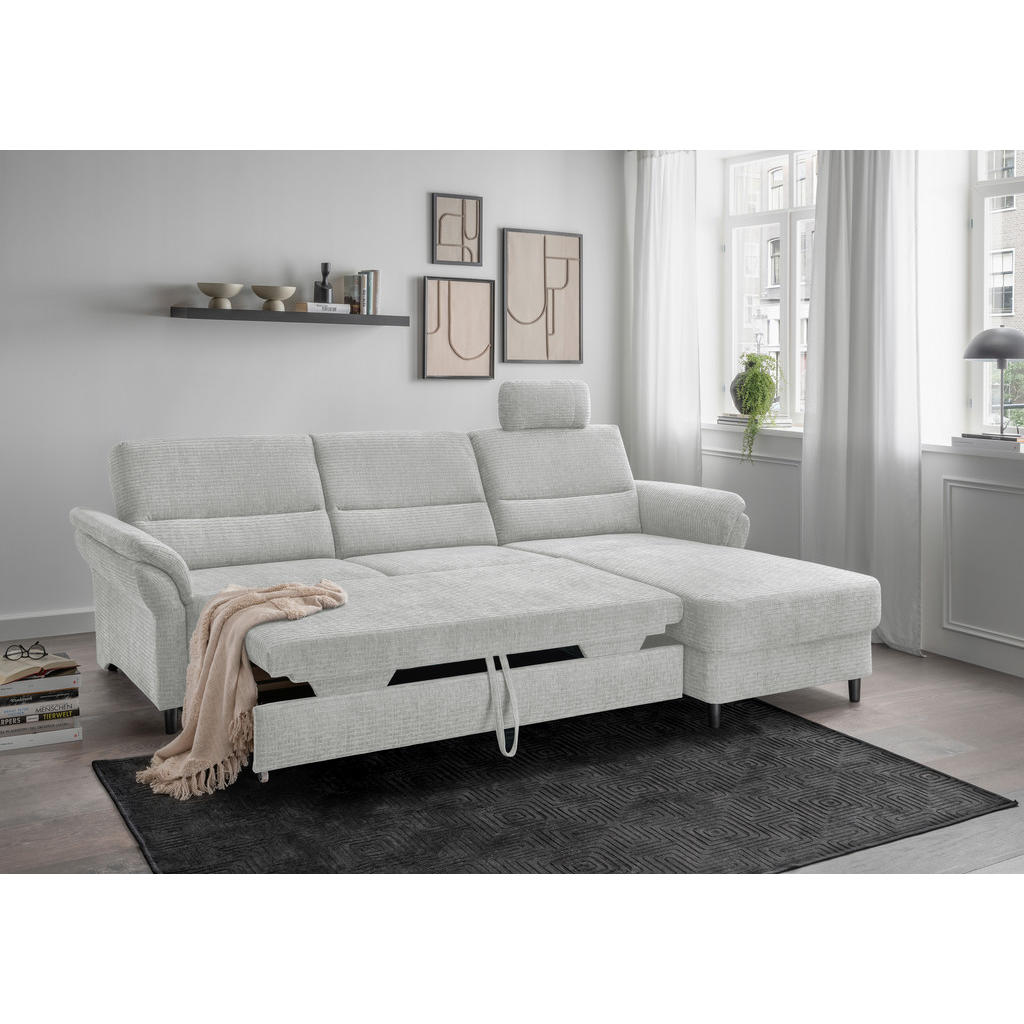 Thumbnail - Livetastic Ecksofa, Weiß, Textil, Buche, 5-Sitzer, L-Form, Ottomane rechts, 279x176 cm, Made in EU, Rücken echt, Schlafe...