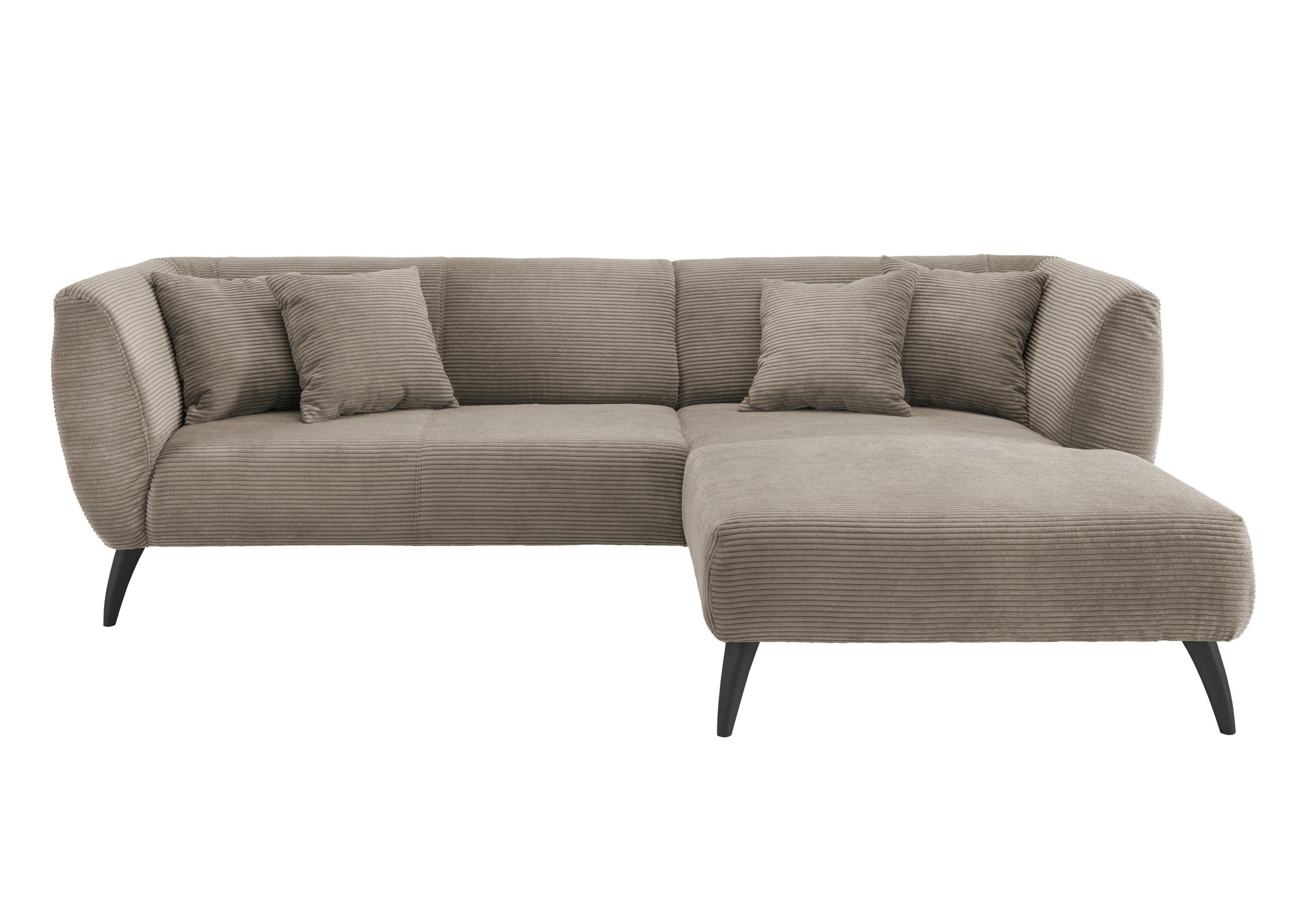 ECKSOFA 264/160 cm  in Cord Graubraun Zierkissen  264/160 cm  - Graubraun/Schwarz, MODERN, Holz/Textil (264/160cm) - MID.YOU