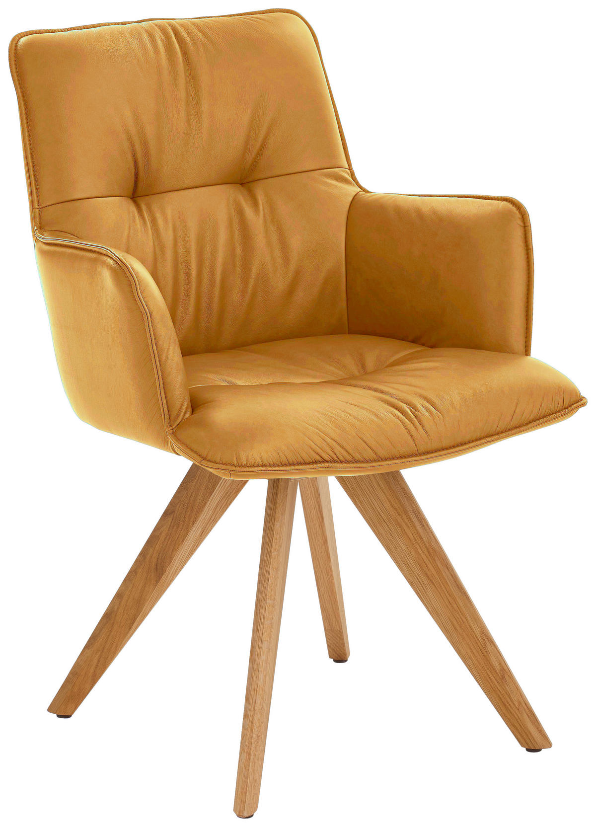 ARMLEHNSTUHL  in Echtleder pigmentiert  - Eichefarben/Dunkelgelb, Design, Leder/Holz (59/89/63cm) - Dieter Knoll