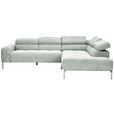ECKSOFA Grau Flachgewebe  - Chromfarben/Grau, KONVENTIONELL, Textil/Metall (282/224cm) - Hom`in