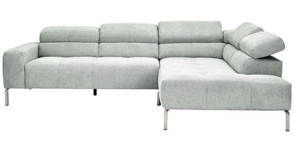ECKSOFA Grau Flachgewebe - Chromfarben/Grau, KONVENTIONELL, Textil/Metall (282/224cm) - Hom`in