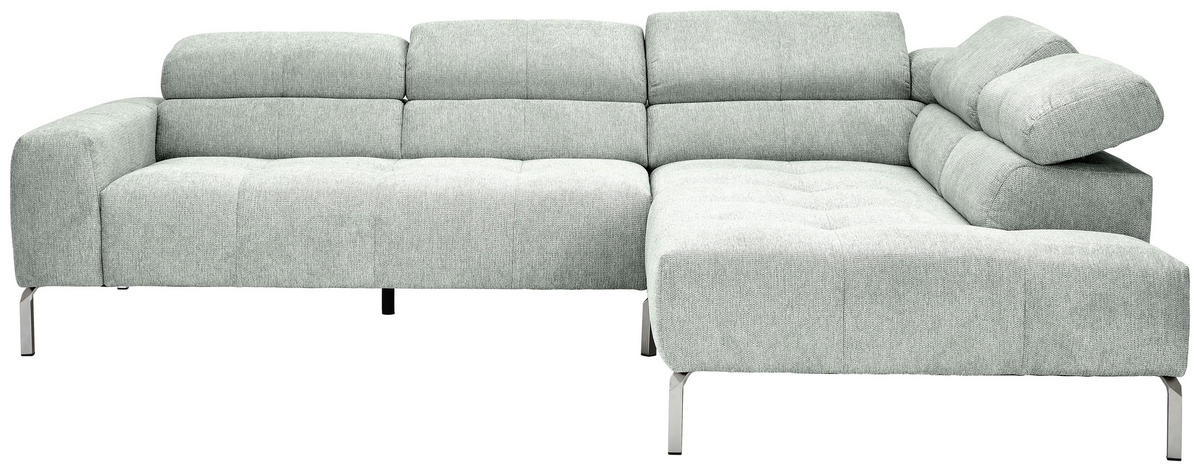 ECKSOFA Grau Flachgewebe  - Chromfarben/Grau, KONVENTIONELL, Textil/Metall (282/224cm) - Hom`in