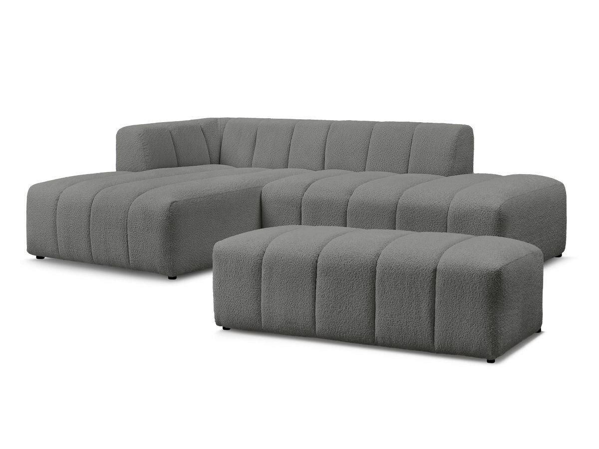 ECKSOFA  ANNECY Dunkelgrau Bouclé  - Dunkelgrau/Schwarz, MODERN, Kunststoff/Textil (170/262cm)
