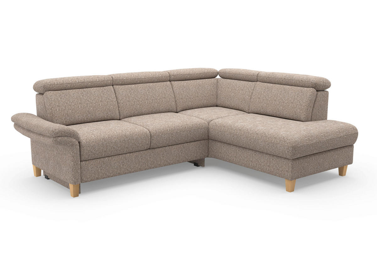 ECKSOFA Chenille Cappuccino  - Eichefarben/Cappuccino, Konventionell, Holz/Textil (247/193cm) - Sit & More