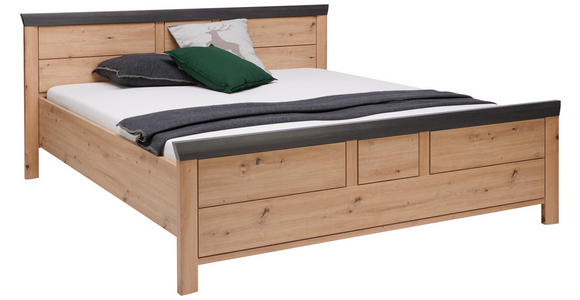 BETT 180/200 cm in Dunkelgrau, Eiche Artisan - Dunkelgrau/Eiche Artisan, ROMANTIK / LANDHAUS (180/200cm) - Hom`in