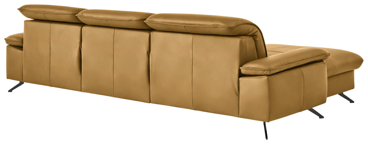 ECKSOFA  Echtleder Currygelb  - Currygelb/Schwarz, Design, Leder/Metall (169/307cm) - Beldomo Premium