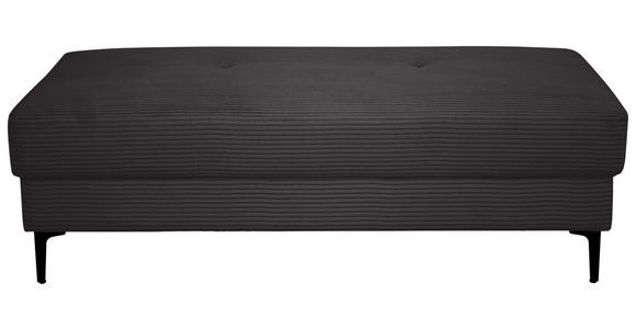 HOCKER Velours Dunkelgrau  - Dunkelgrau/Schwarz, Design, Textil/Metall (140/45/80cm) - Xora