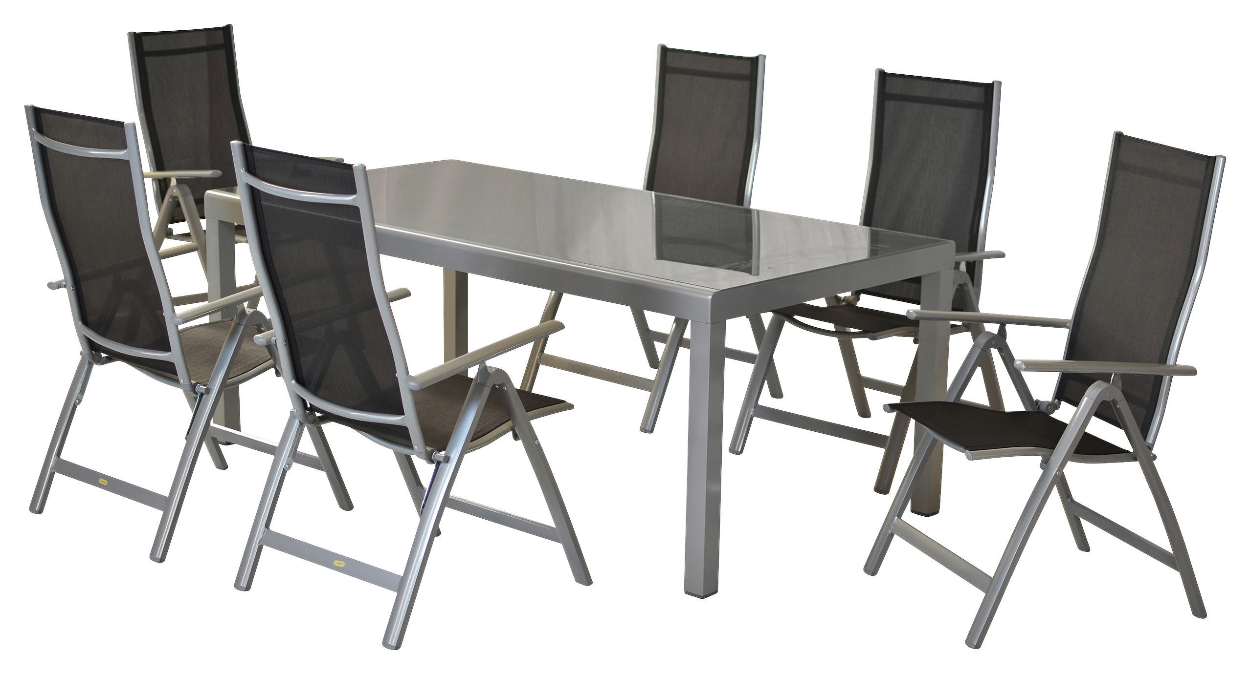 GARTENSET 7-teilig  - Silberfarben/Schwarz, MODERN, Textil/Metall - Gardenson