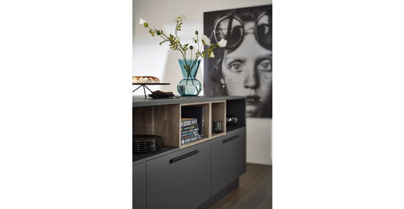 EINBAUKÜCHE - Graphitfarben/Grau, Design, Holzwerkstoff - Dieter Knoll
