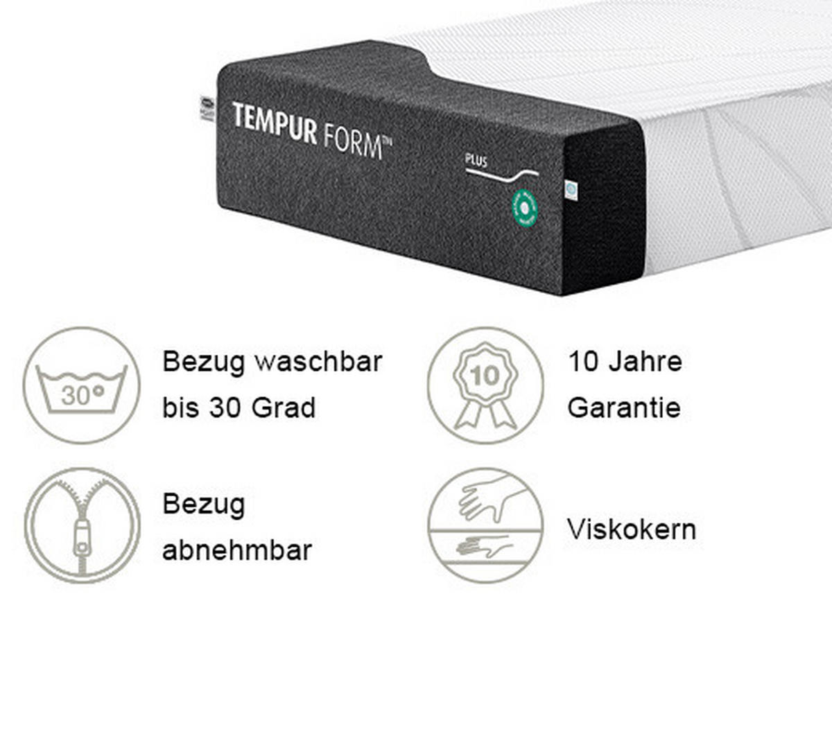 MATRATZE MEDIUM FORM PLUS-MEDIUM 140/200 cm Höhe ca. 25 cm  - Anthrazit/Weiß, Basics, Textil (140/200cm) - Tempur
