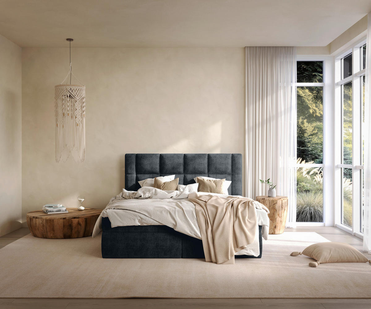 BOXBETT 180/200 cm  in Anthrazit  - Anthrazit/Schwarz, Modern, Holz/Holzwerkstoff (180/200cm) - Boxxx