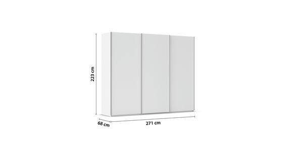 SCHWEBETÜRENSCHRANK 271/223/68 cm 3-türig Weiß, Weiß Hochglanz  - Weiß Hochglanz/Alufarben, Basics, Holzwerkstoff/Metall (271/223/68cm) - Novel