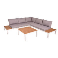 LOUNGEGARNITUR 4-teilig   Aluminium  - Eichefarben/Weiß, Basics, Kunststoff/Textil - Gardenson