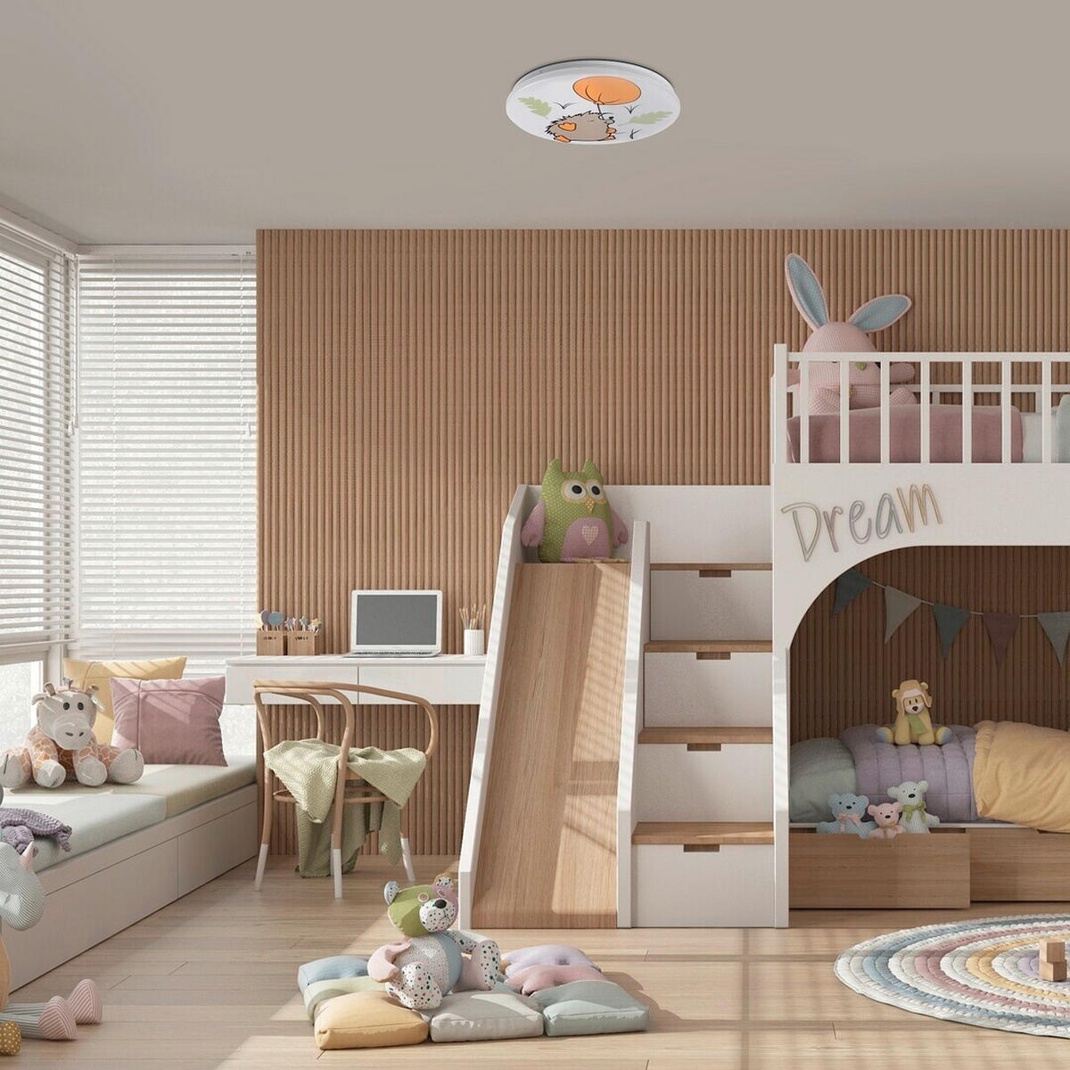 LED DEČJA PLAFONJERA HEDGY  - bela/višebojna, Dizajnerski, metal/plastika (37,5/5,5cm)