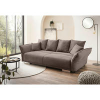 BIGSOFA in Cord Graubraun  - Chromfarben/Graubraun, Modern, Kunststoff/Textil (242/71/90/131cm) - Livetastic