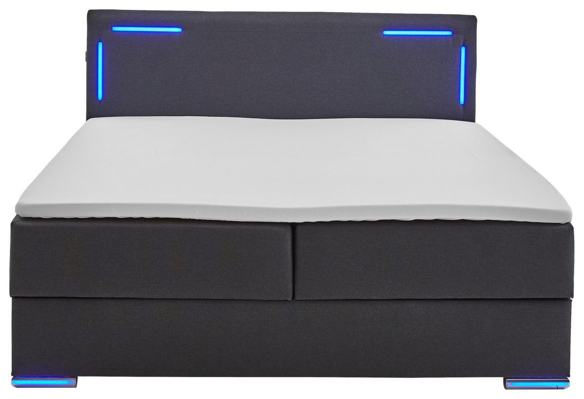 BOXSPRINGBETT 160/200 cm  in Anthrazit  - Anthrazit/Silberfarben, Design, Kunststoff/Textil (160/200cm) - Xora