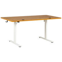 SCHREIBTISCH 160/80/72/118 cm Weiss, Eichefarben höhenverstellbar elektrisch höhenverstellbar  - Weiss/Eichefarben, Modern, Holzwerkstoff/Metall (160/80/72/118cm) - Livetastic