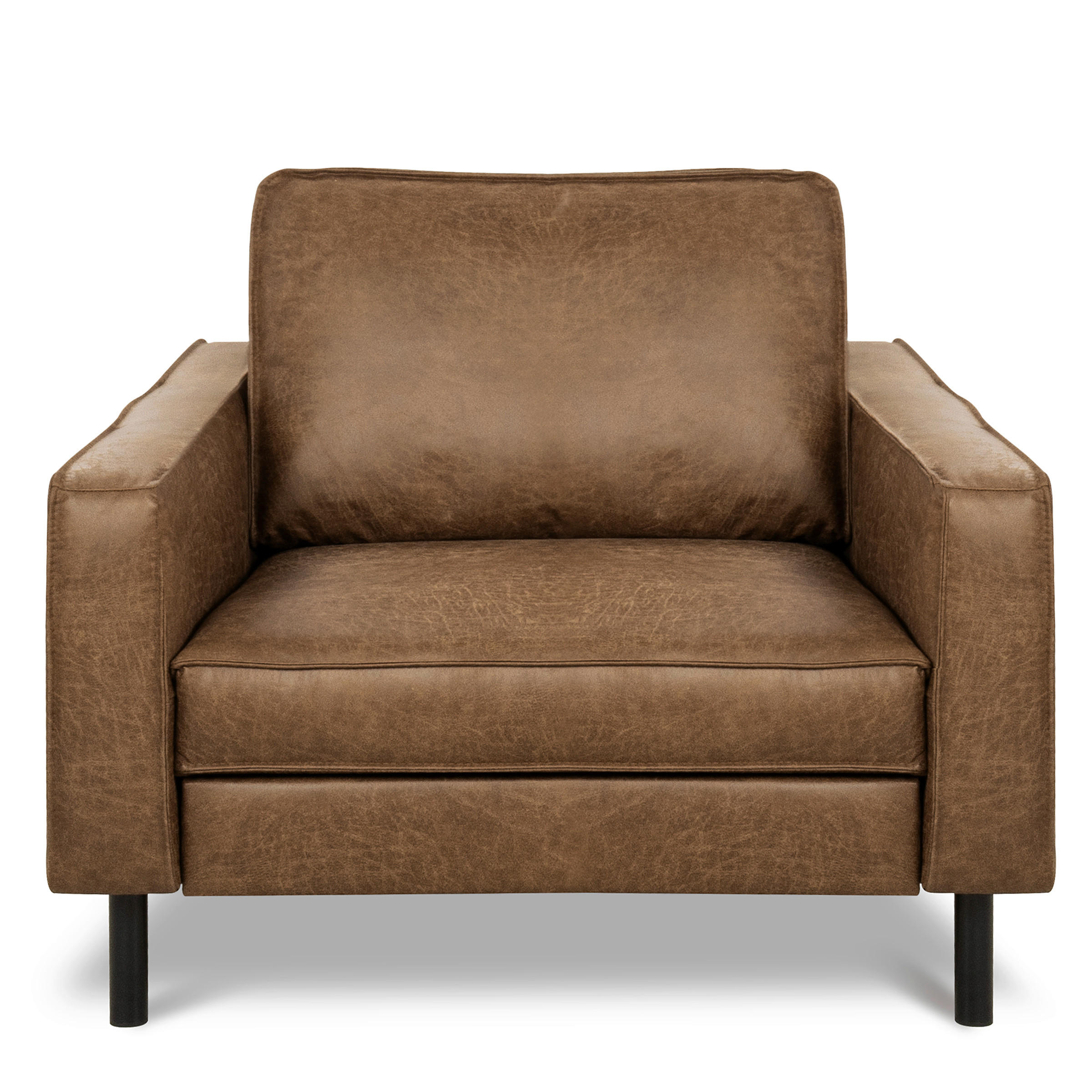 SESSEL Lederlook Echtleder Braun  - Schwarz/Braun, Design, Leder/Textil (88/85/92cm) - Livetastic