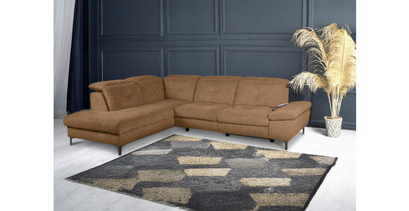 ECKSOFA Terracotta Webstoff  - Terracotta/Schwarz, KONVENTIONELL, Textil/Metall (225/288cm) - Carryhome