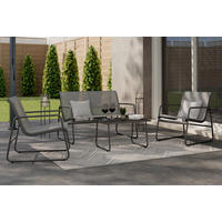 SÚPRAVA ZÁHRADNÉHO NÁBYTKU 4-dielne, kov, sklo, textil - čierna/tmavosivá, Design, kov/textil - Ambia Garden