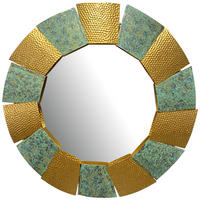 WANDSPIEGEL 63/63/4 cm  - Goldfarben/Grün, Design, Glas/Metall (63/63/4cm) - MID.YOU