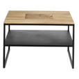 COUCHTISCH Wildeiche massiv, vollmassiv, Hartholz 65/65/41 cm quadratisch  - Schwarz, Design, Holz/Metall (65/65/41cm) - Johann Jakob