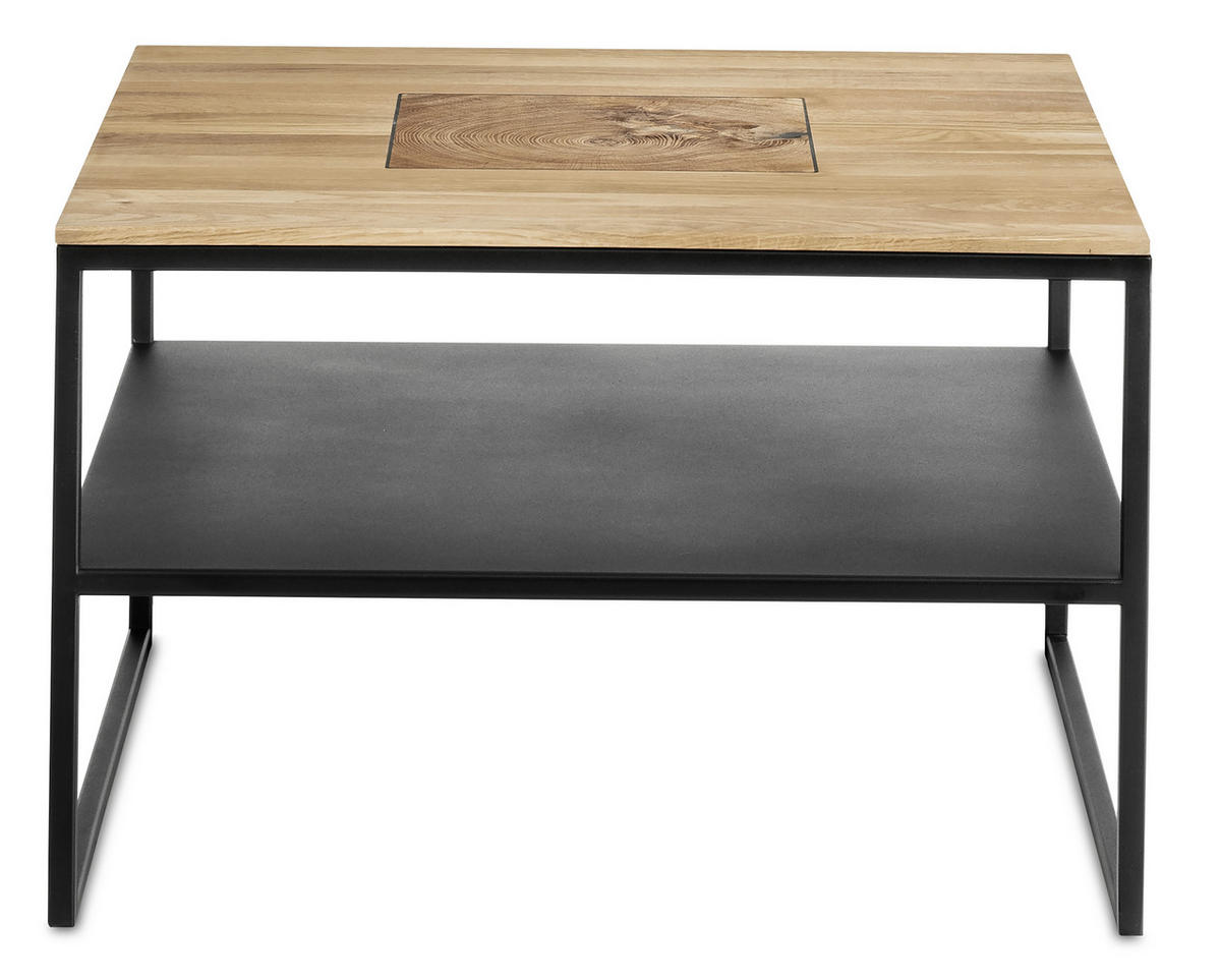 COUCHTISCH Wildeiche massiv, vollmassiv, Hartholz 65/65/41 cm quadratisch  - Schwarz, Design, Holz/Metall (65/65/41cm) - Johann Jakob