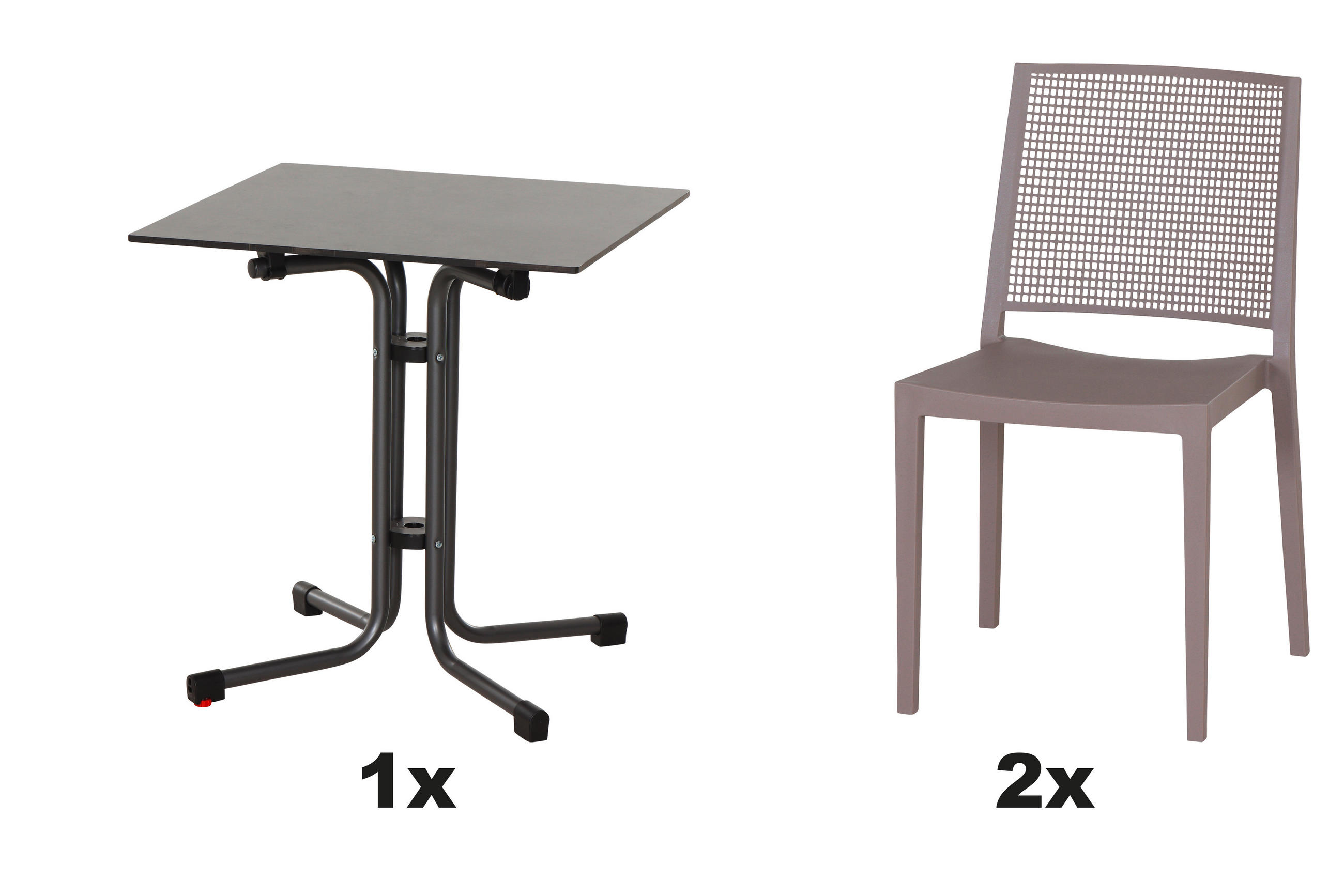 GARTENGARNITUR 3-teilig  - Taupe/Anthrazit, Basics, Holzwerkstoff/Kunststoff (65/80/65cm) - Siena Garden
