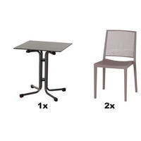 GARTENGARNITUR 3-teilig  - Taupe/Anthrazit, Basics, Kunststoff/Metall (65/80/65cm) - Siena Garden