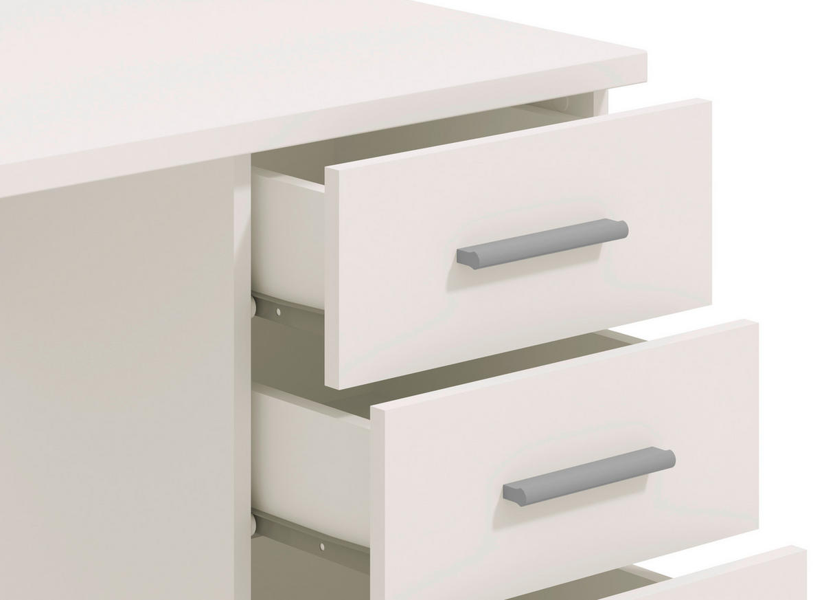 ÍRÓASZTAL 135/74/50 cm  - fehér, Basics, faalapú anyag (135/74/50cm) - Xora