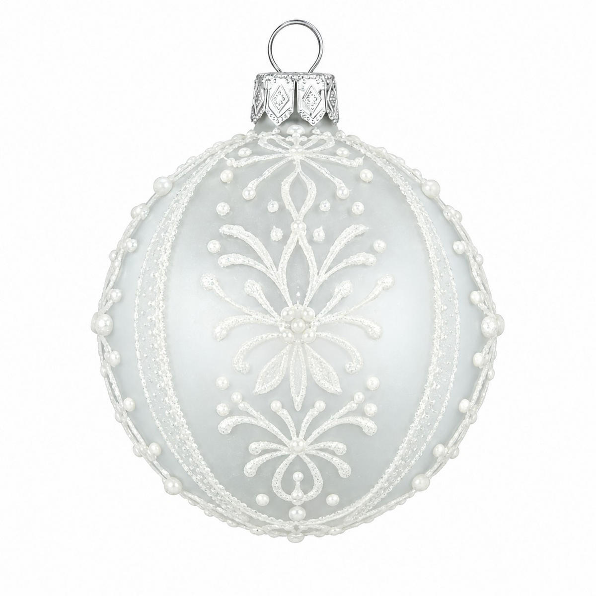 CHRISTBAUMKUGEL 10 cm  - Silberfarben/Weiß, LIFESTYLE, Glas/Metall (10cm) - X-Mas