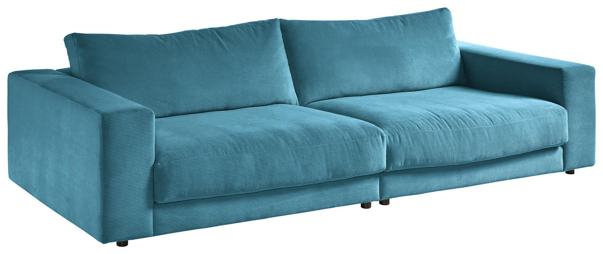 3-SITZER-SOFA in Cord Petrol  - Petrol/Schwarz, Design, Kunststoff/Textil (290/86/127cm) - Lomoco