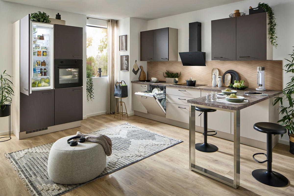 EINBAUKÜCHE 099  - Sandfarben, Design, Holzwerkstoff - Celina