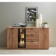 SIDEBOARD 180/93/48 cm  - Wildeiche/Schwarz, KONVENTIONELL, Glas/Holz (180/93/48cm) - Linea Natura