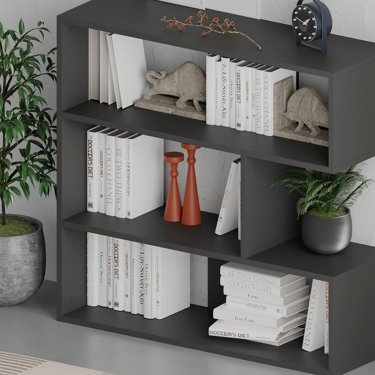 BÜCHERWAND  94/89/30 cm Anthrazit  - Anthrazit, Design, Holzwerkstoff (94/89/30cm) - Livetastic
