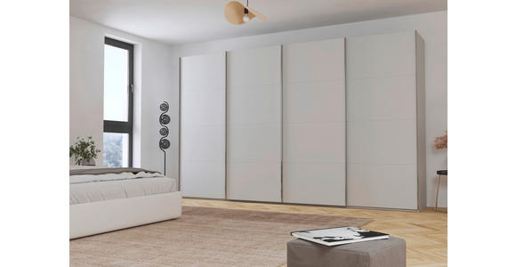 SCHWEBETÜRENSCHRANK  in Seidengrau  - Chromfarben/Seidengrau, Design, Holzwerkstoff/Metall (361/223/68cm) - Novel